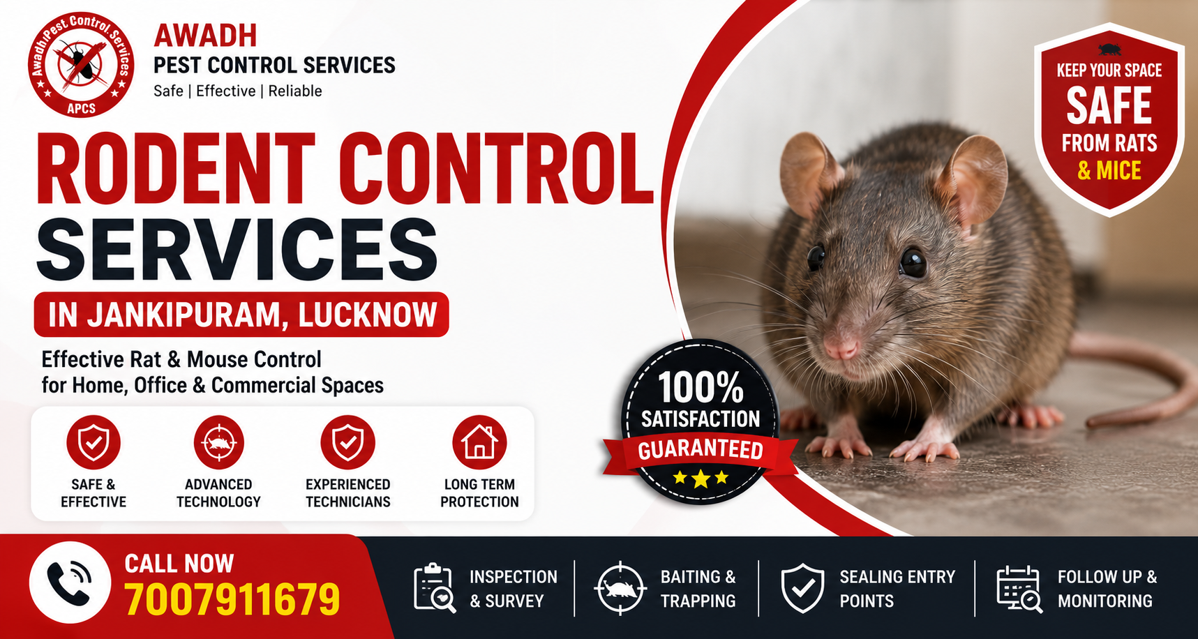 Rat and mouse control treatment in Jankipuram Lucknow home